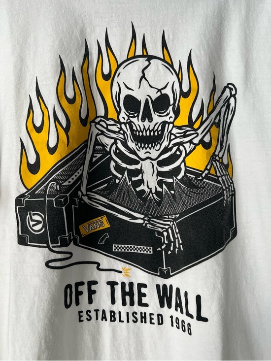 Vans Other - Vans White Tee with Black Skeleton and Yellow Flames Rare